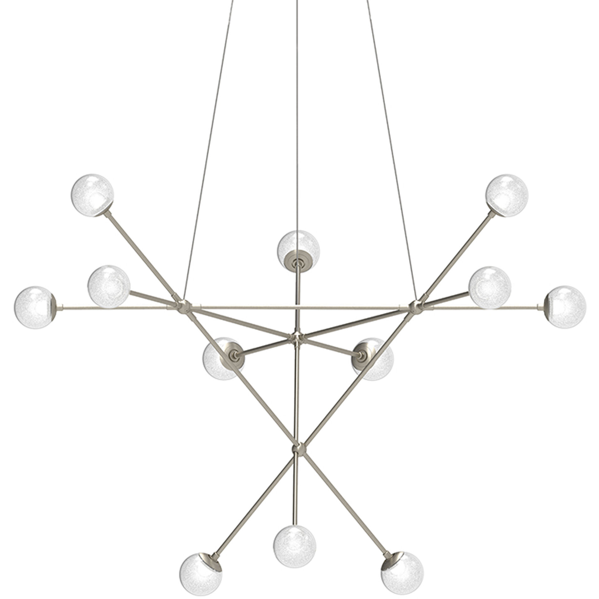 Proton LED 40 inch Satin Nickel Pendant Ceiling Light in White Glass