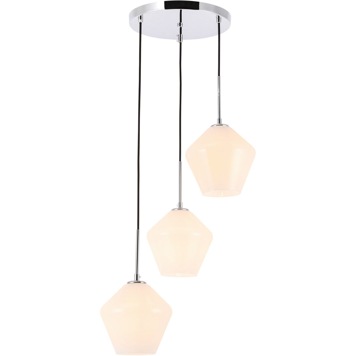 Gene 3 Light 18.1 inch Chrome Pendant Ceiling Light