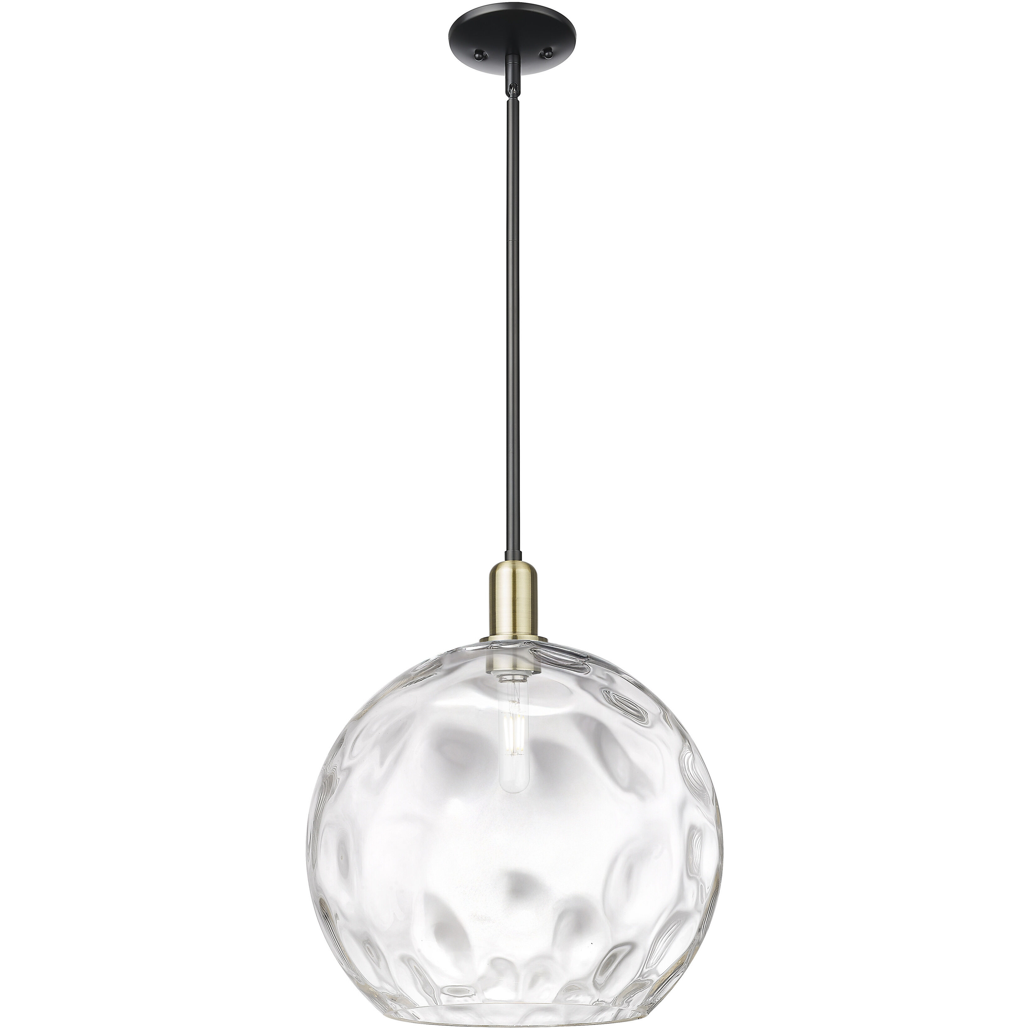 Arcadia Athens Water Glass 1 Light 13 inch Black Antique Brass Mini Pendant Ceiling Light