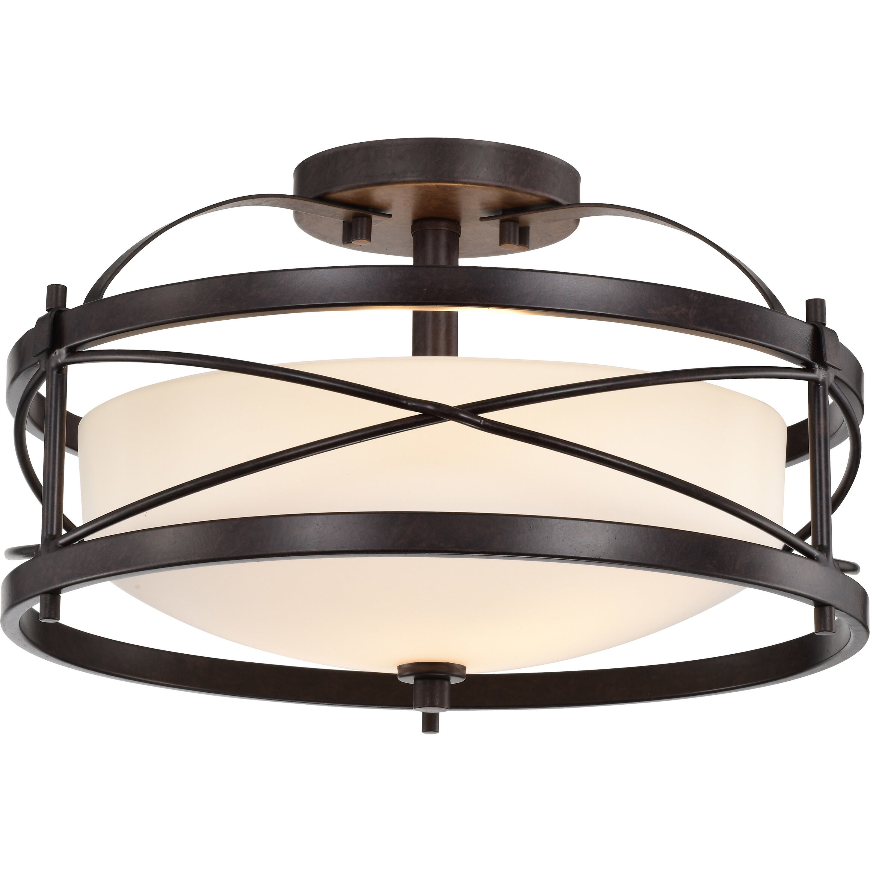 Ginger 2 Light 14 inch Old Bronze Semi Flush Mount Ceiling Light