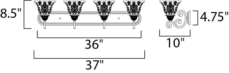 Symphony 4 Light 37 inch Oil Rubbed Bronze Bath Light Wall Light