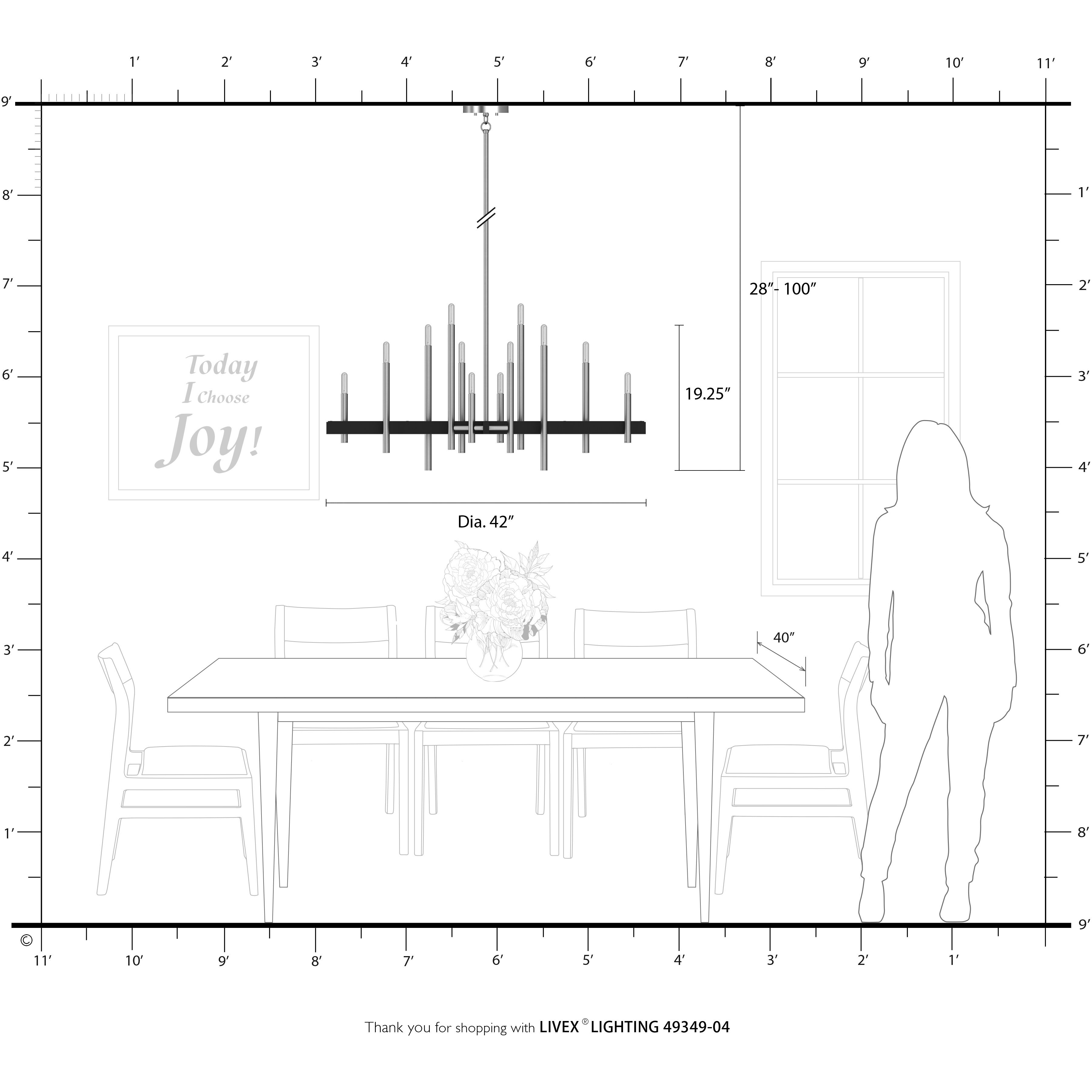 Denmark 12 Light 42 inch Black with Brushed Nickel Accents Foyer Chandelier Ceiling Light