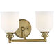 Melrose 2 Light 14.5 inch Warm Brass Bathroom Vanity Light Wall Light, Essentials