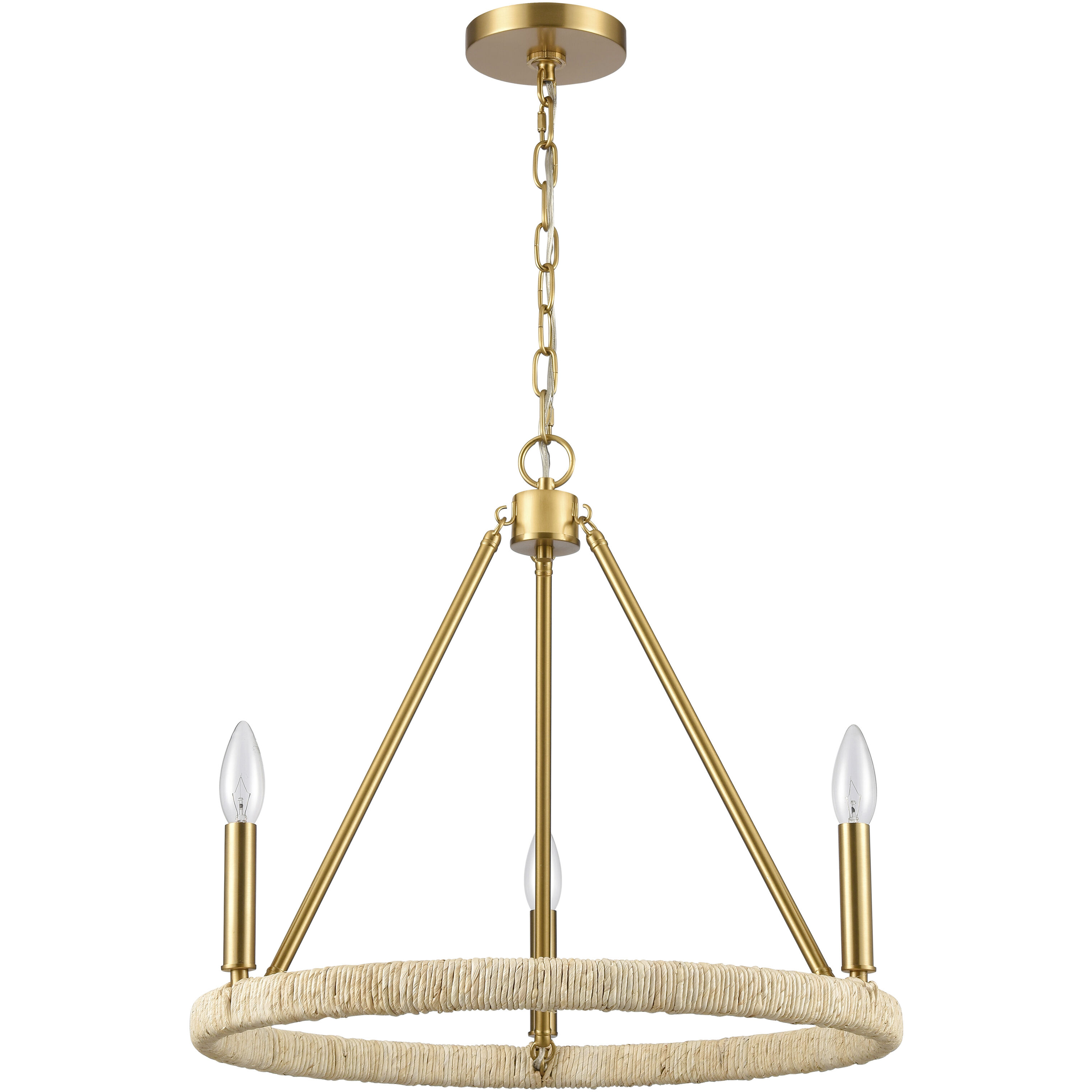 Abaca 3 Light 20 inch Brushed Gold Chandelier Ceiling Light