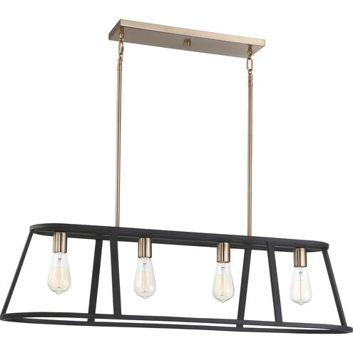 Chassis 4 Light 40 inch Copper Brushed Brass and Matte Black Island Pendant Ceiling Light