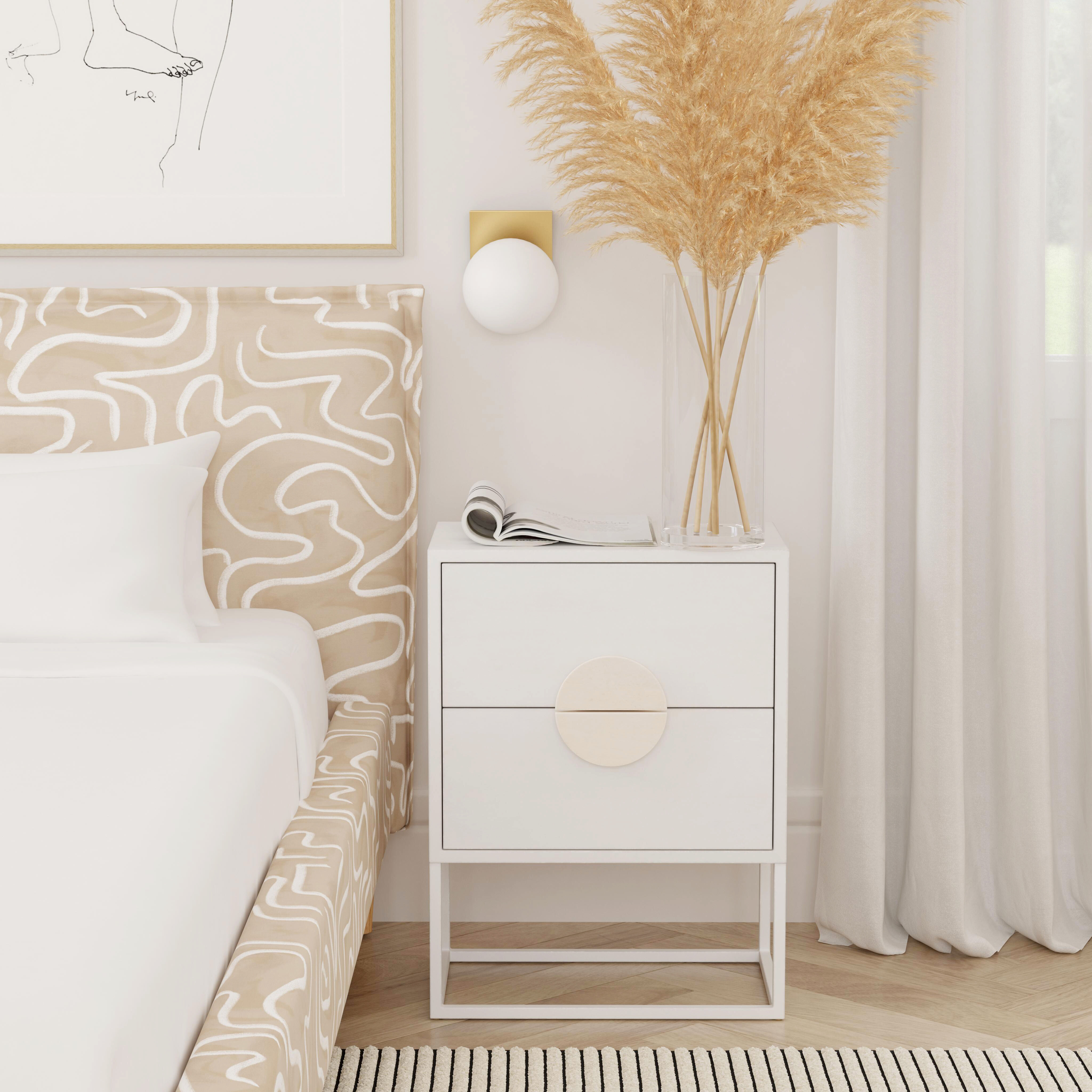 Lennasa 2 drawers Nightstand in White