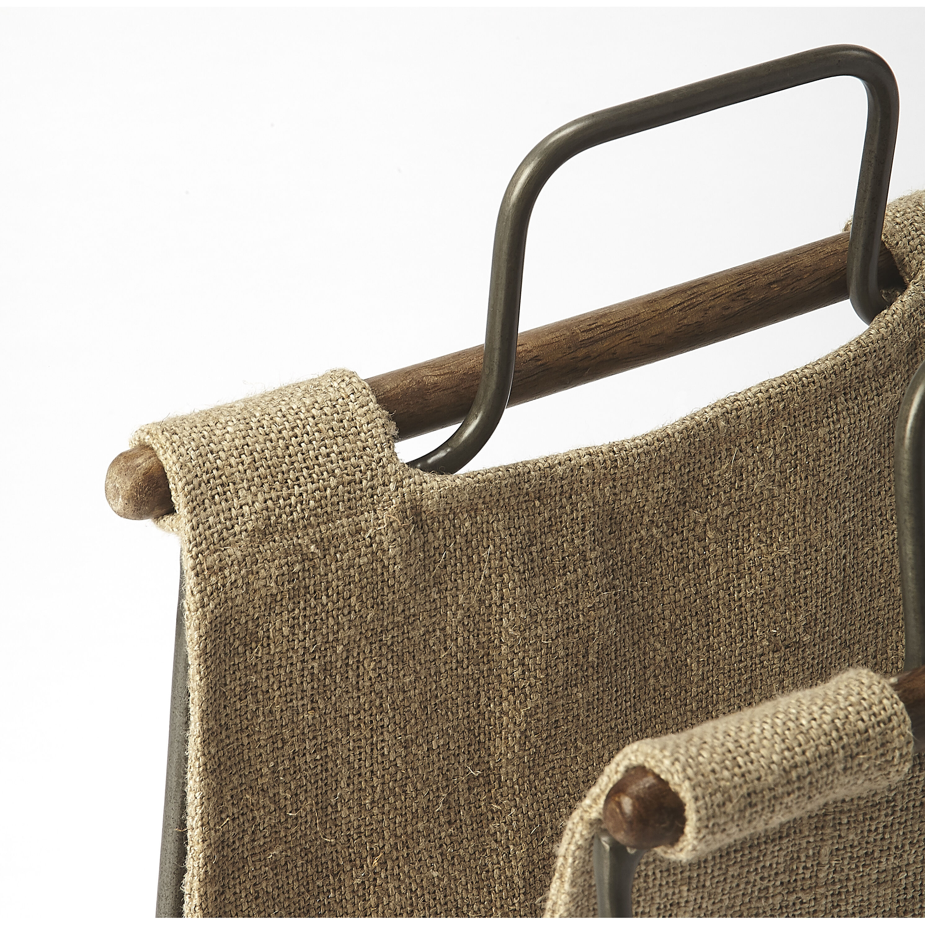 Idaho Burlap & Metal Butler Loft Magazine Rack/Media Storage
