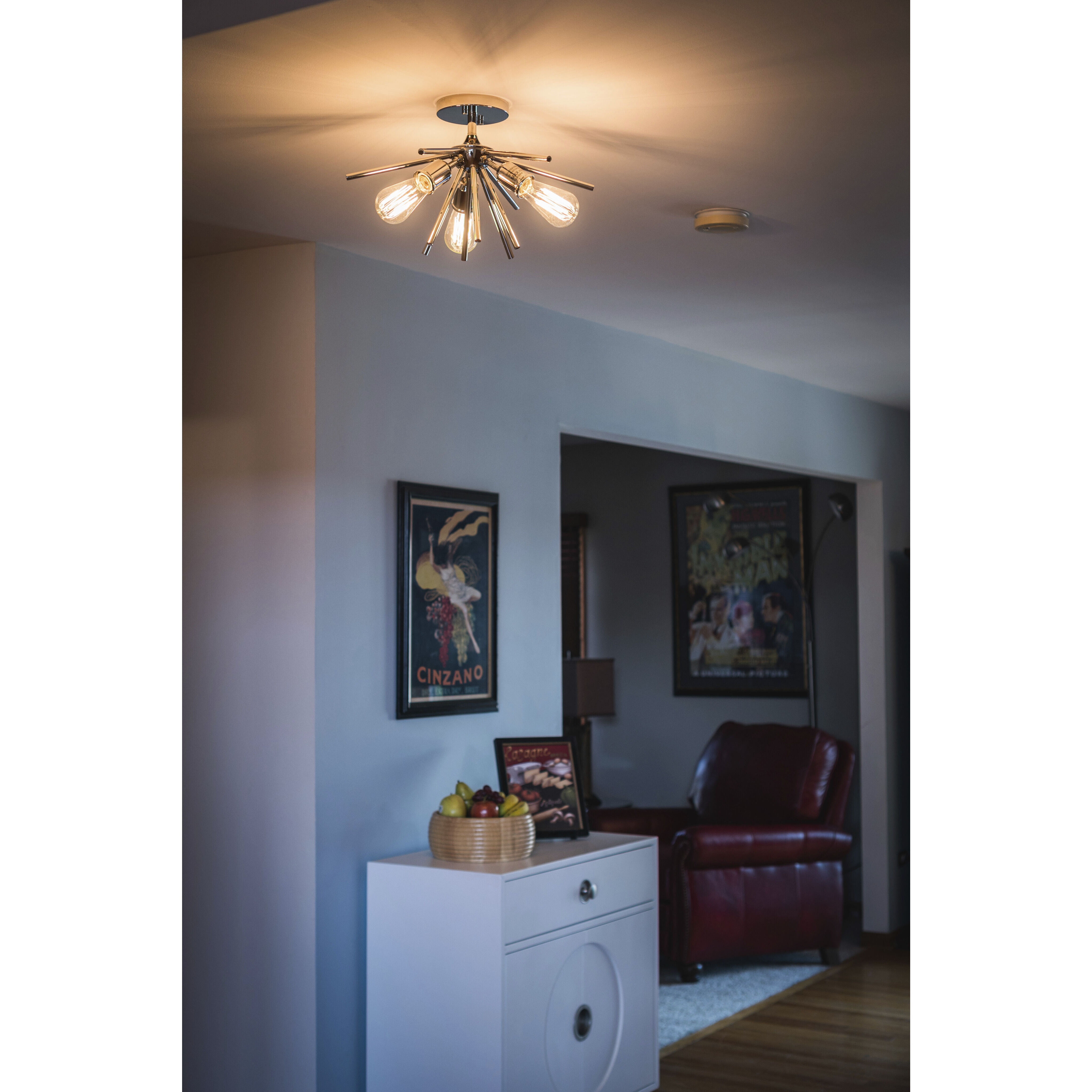 Estelle LED 24 inch Polished Nickel Semi-Flush Mount Ceiling Light