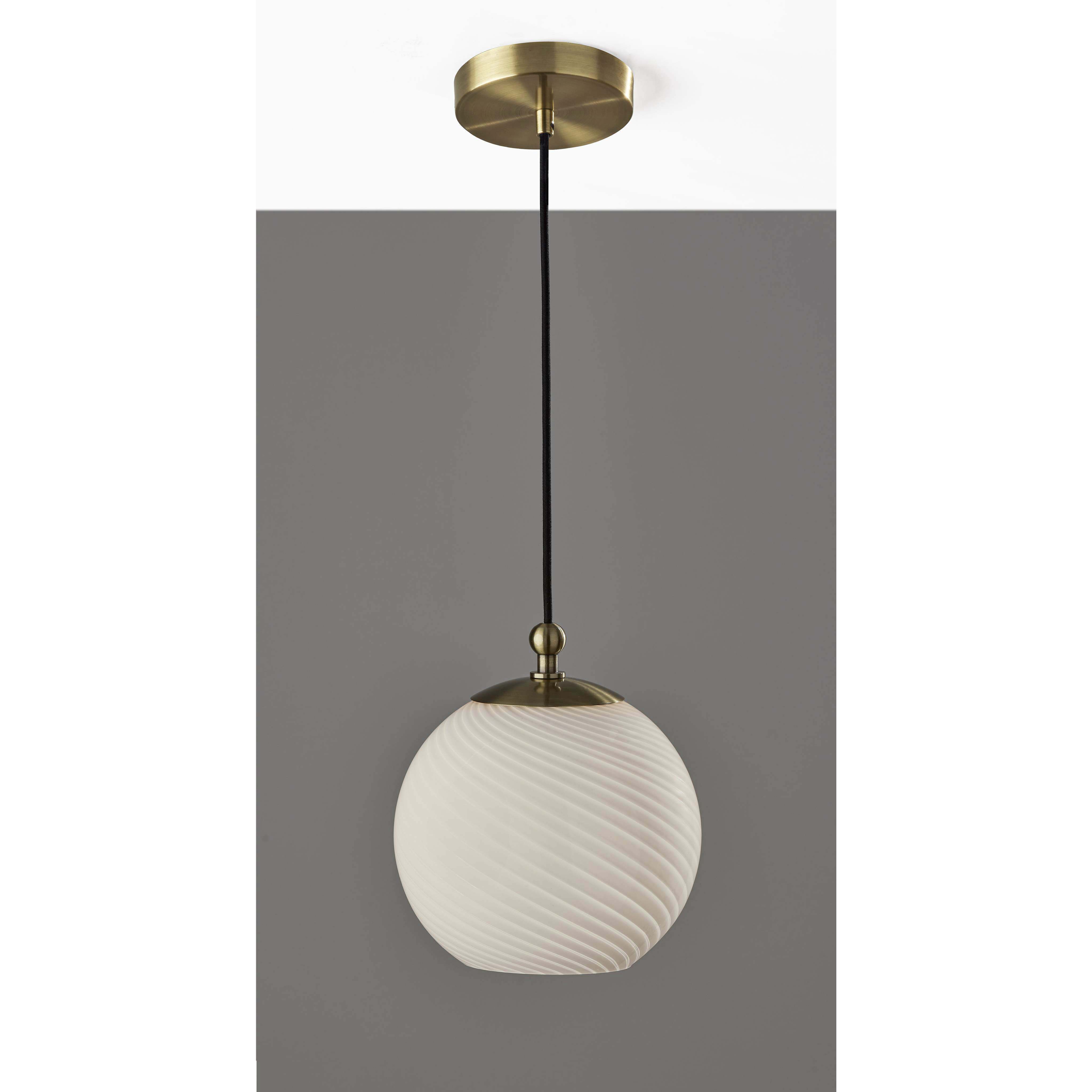 Swirl 9.5 inch Antique Brass Pendant Ceiling Light