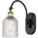 Bridal Veil Sconce Wall Light in Black Antique Brass, Clear