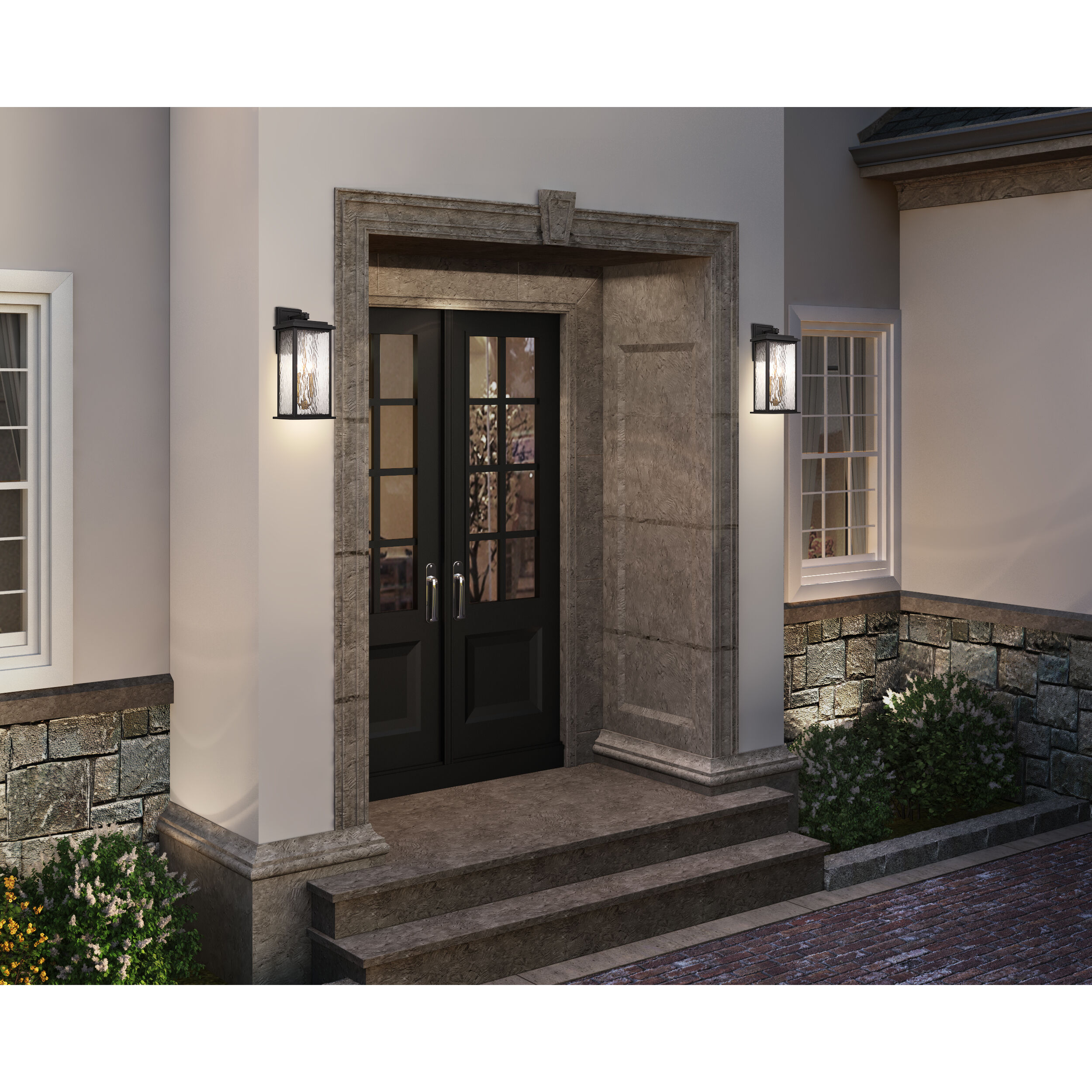 Estate 2 Light 19 inch Black and Brass Outdoor Wall Sconce