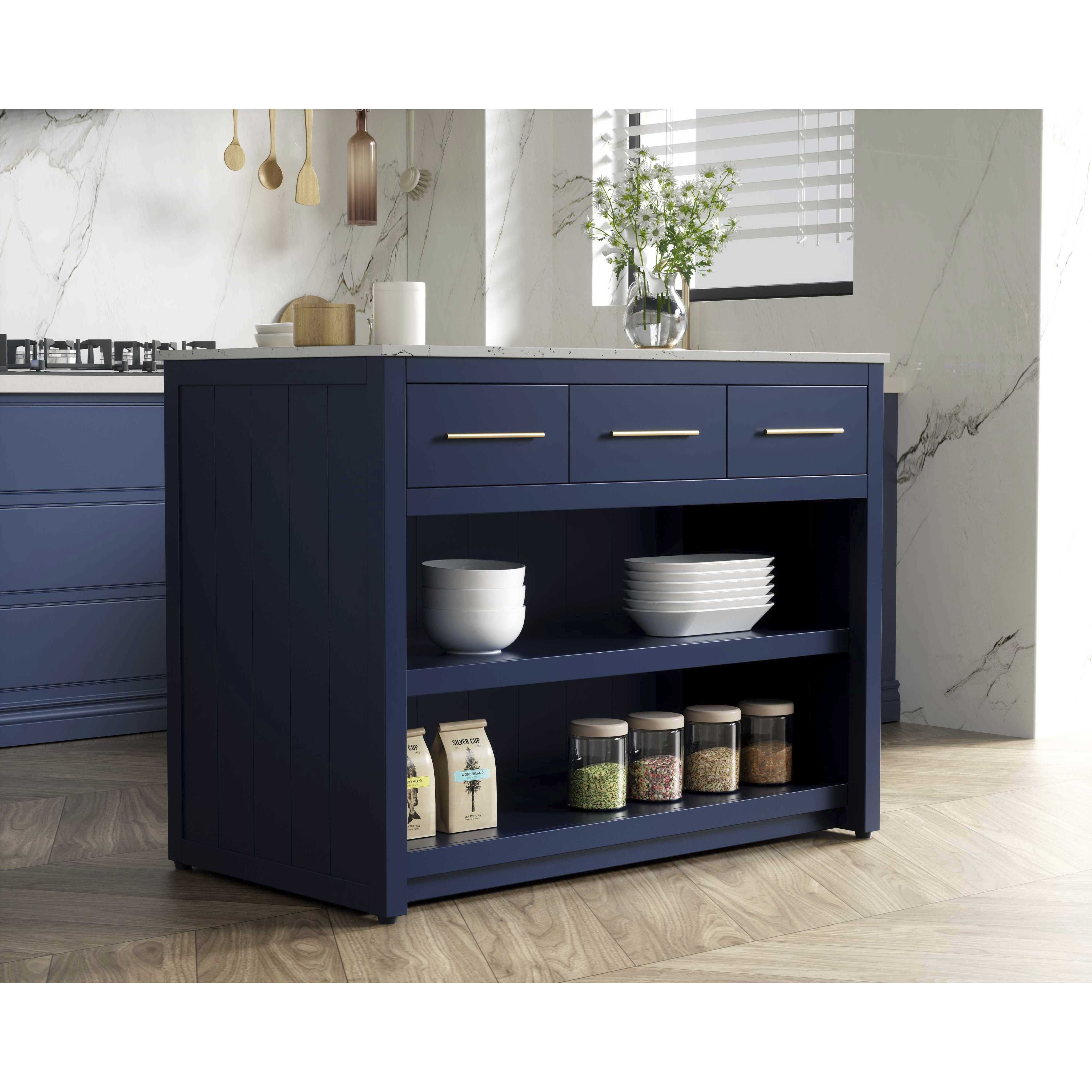 Porter Blue Kitchen Island in 48 in