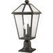 Talbot 3 Light 22 inch Oil Rubbed Bronze Outdoor Pier Mounted Fixture in Seedy Glass