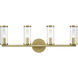 Revolve 4 Light 27.16 inch Clear Glass and Natural Brass Bath Vanity Wall Light