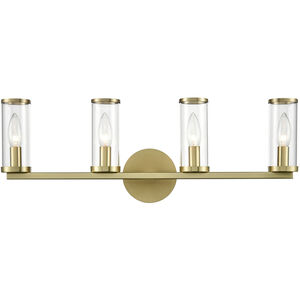 Revolve 4 Light 27.16 inch Clear Glass and Natural Brass Bath Vanity Wall Light