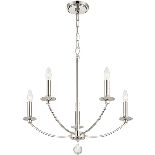 Mila 5 Light 23 inch Polished Nickel Chandelier Ceiling Light