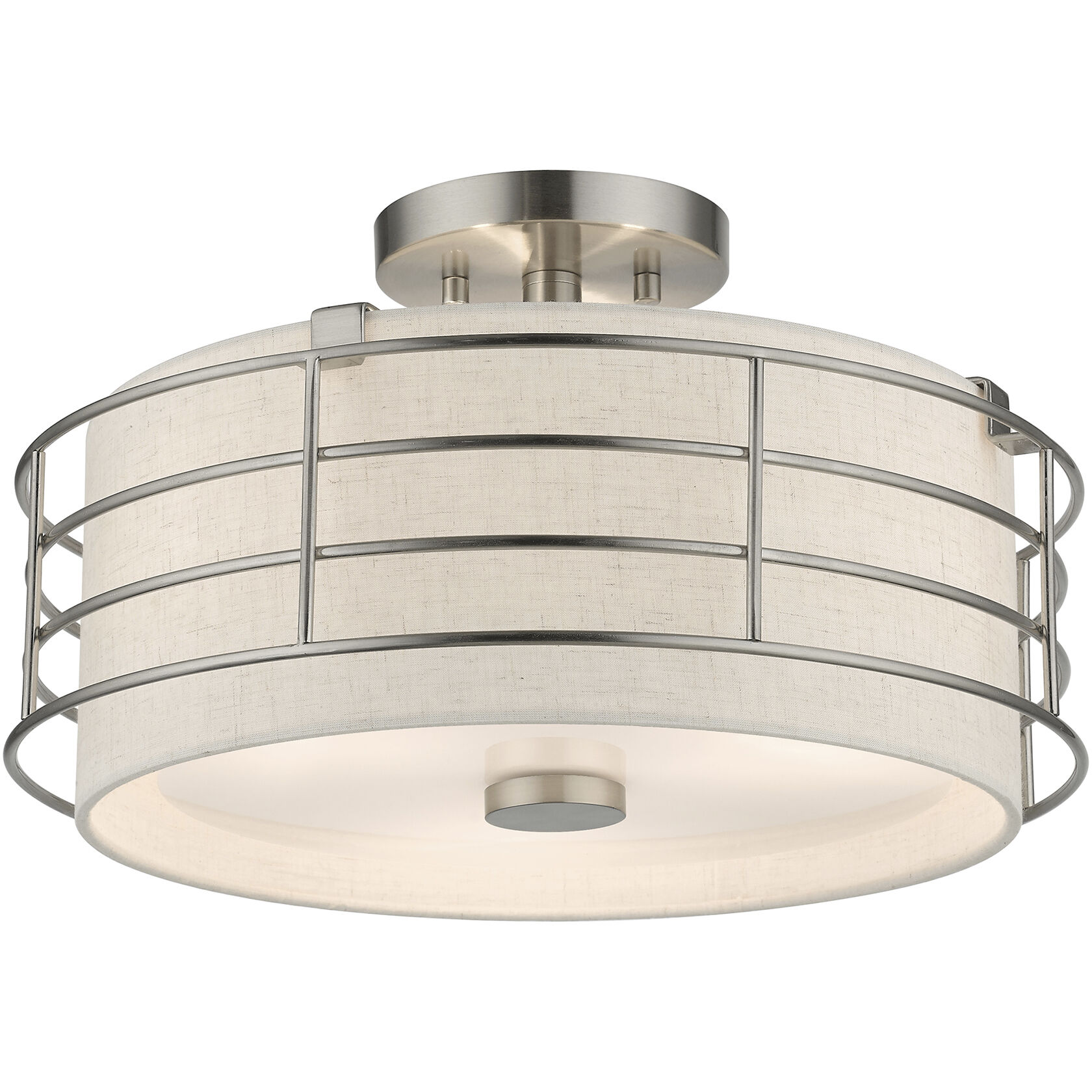 Blanchard 3 Light 15 inch Brushed Nickel Semi Flush Mount Ceiling Light, Large