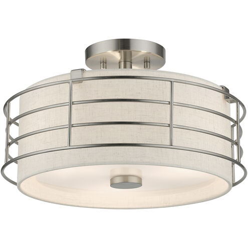 Blanchard 3 Light 15 inch Brushed Nickel Semi Flush Mount Ceiling Light, Large