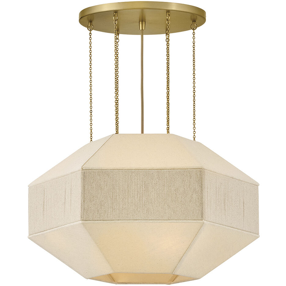 Lisa McDennon Lyla 4 Light 24.25 inch Lacquered Brass Chandelier Ceiling Light, Drum
