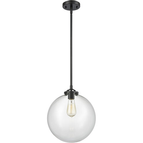 Nouveau Beacon LED 12 inch Oil Rubbed Bronze Mini Pendant Ceiling Light in Clear, Nouveau