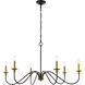 Rohan 6 Light 42 inch Brass and Black Chandelier Ceiling Light