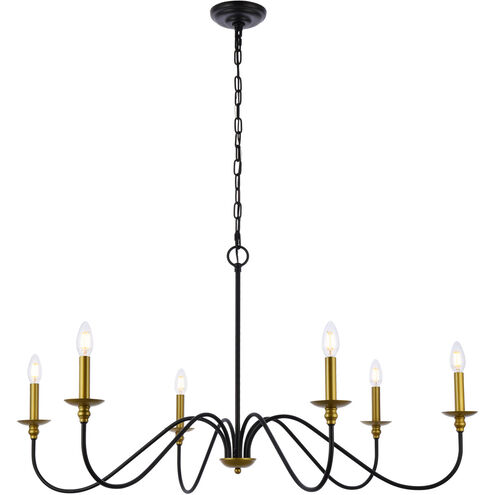 Rohan 6 Light 42 inch Brass and Black Chandelier Ceiling Light
