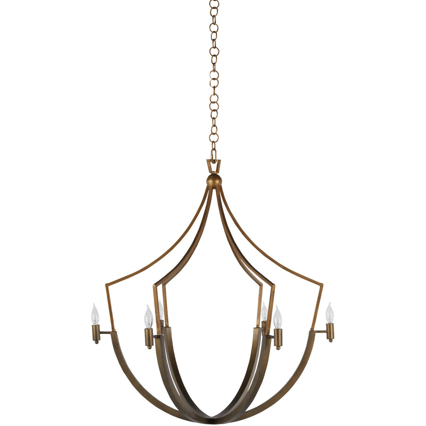 Skei 6 Light 36 inch Aged Brass / Clean Antique Gold Chandelier Ceiling Light