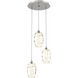 Ellisse 3 Light Beige Silver Chandelier Ceiling Light, Round Multi-Port