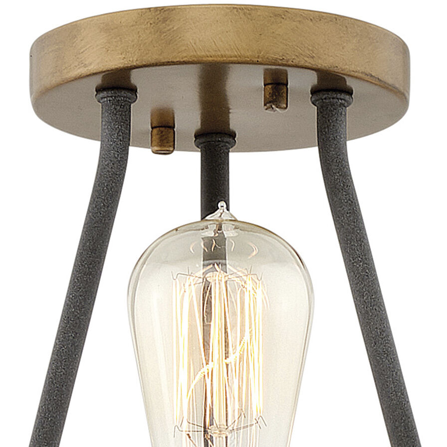 Silas 3 Light 17 inch Aged Zinc with Heritage Brass Indoor Semi-Flush Mount Ceiling Light