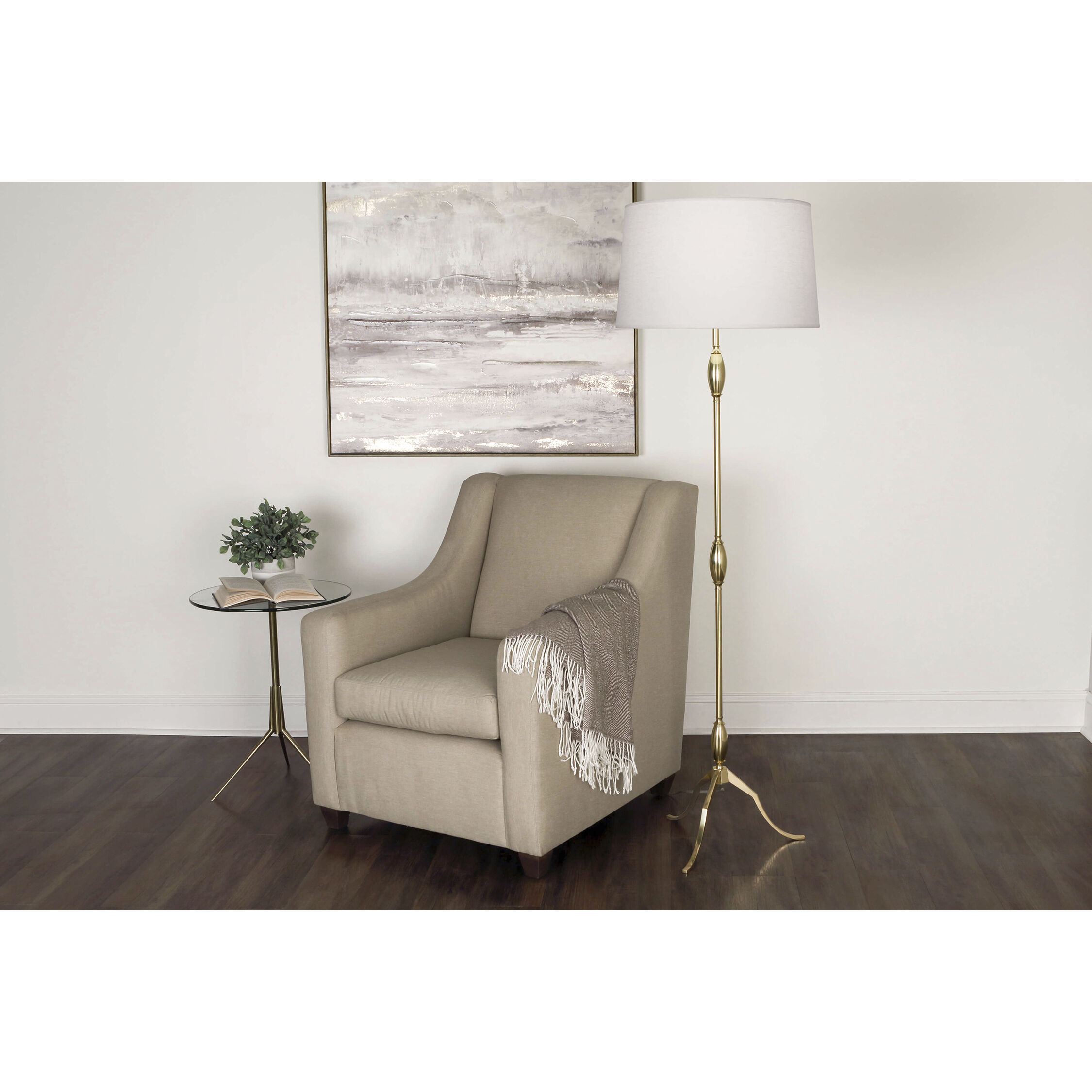 Grace 64.13 inch 150 watt Modern Brass Floor Lamp Portable Light