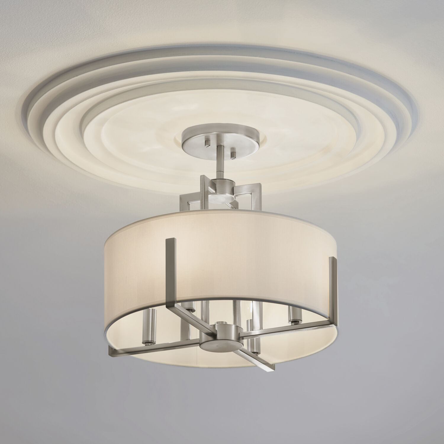 Malen LED 15.5 inch Classic Pewter Semi Flush Mount Ceiling Light