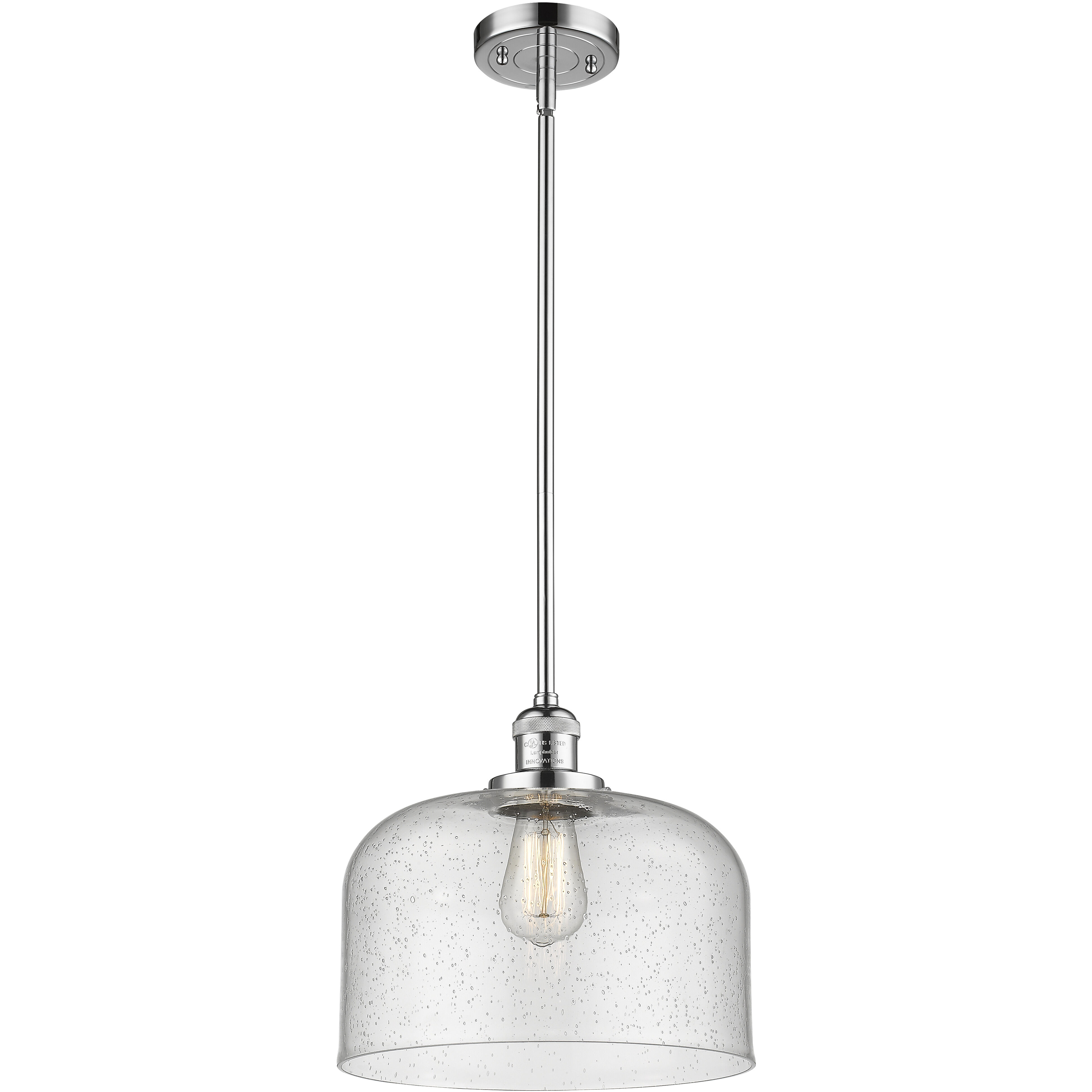 Franklin Restoration Bell 1 Light 12 inch Polished Chrome Mini Pendant Ceiling Light in Incandescent, Seedy, Franklin Restoration