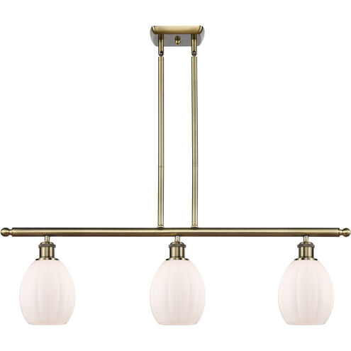 Ballston Eaton LED 36 inch Antique Brass Island Light Ceiling Light in Matte White Glass, Ballston