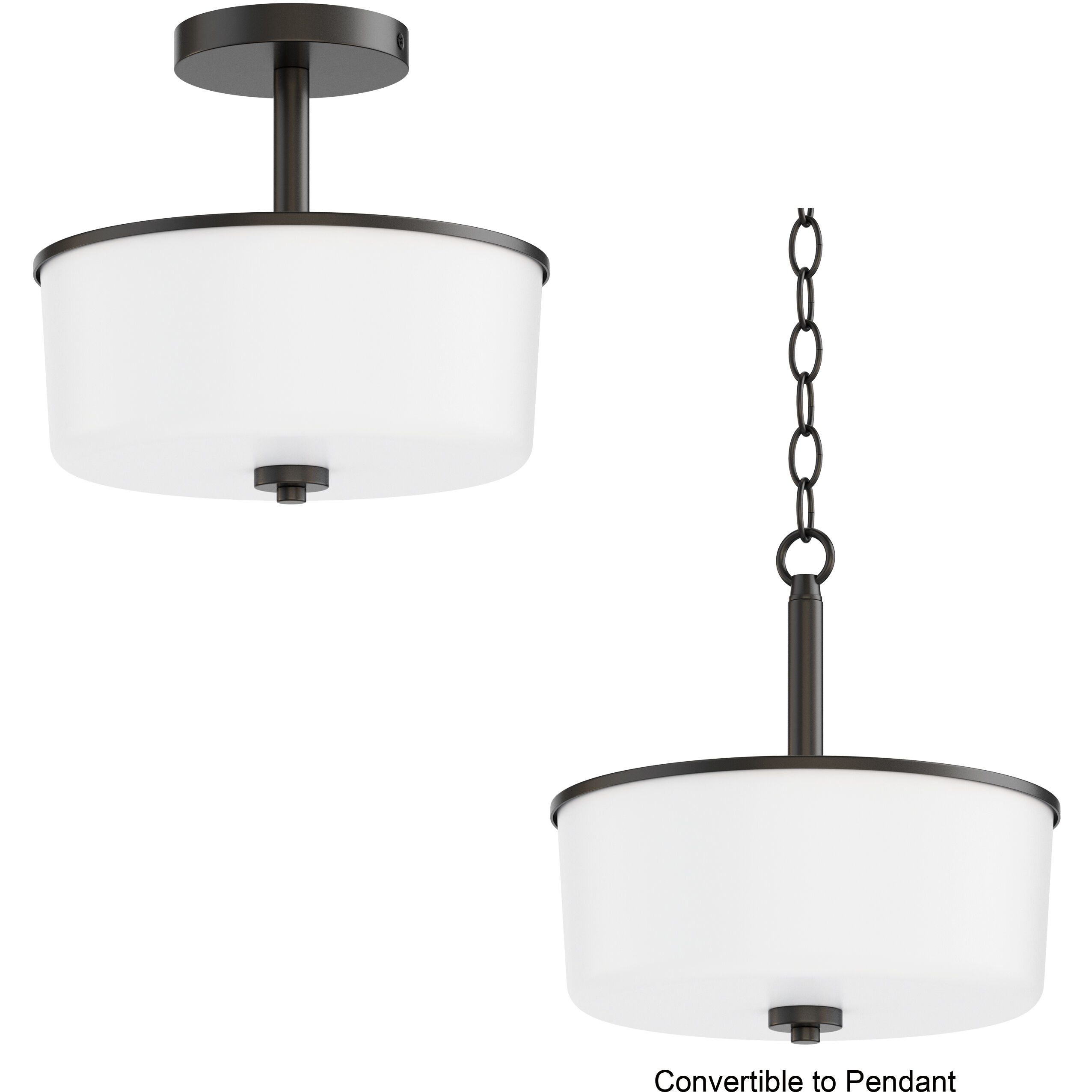 Fuller 2 Light 10.75 inch Black Flush Mount Ceiling Light in White