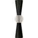 AERIN Clarkson 2 Light 4.5 inch Polished Nickel Narrow Sconce Wall Light in Black, Polished Nickel and Black, Medium