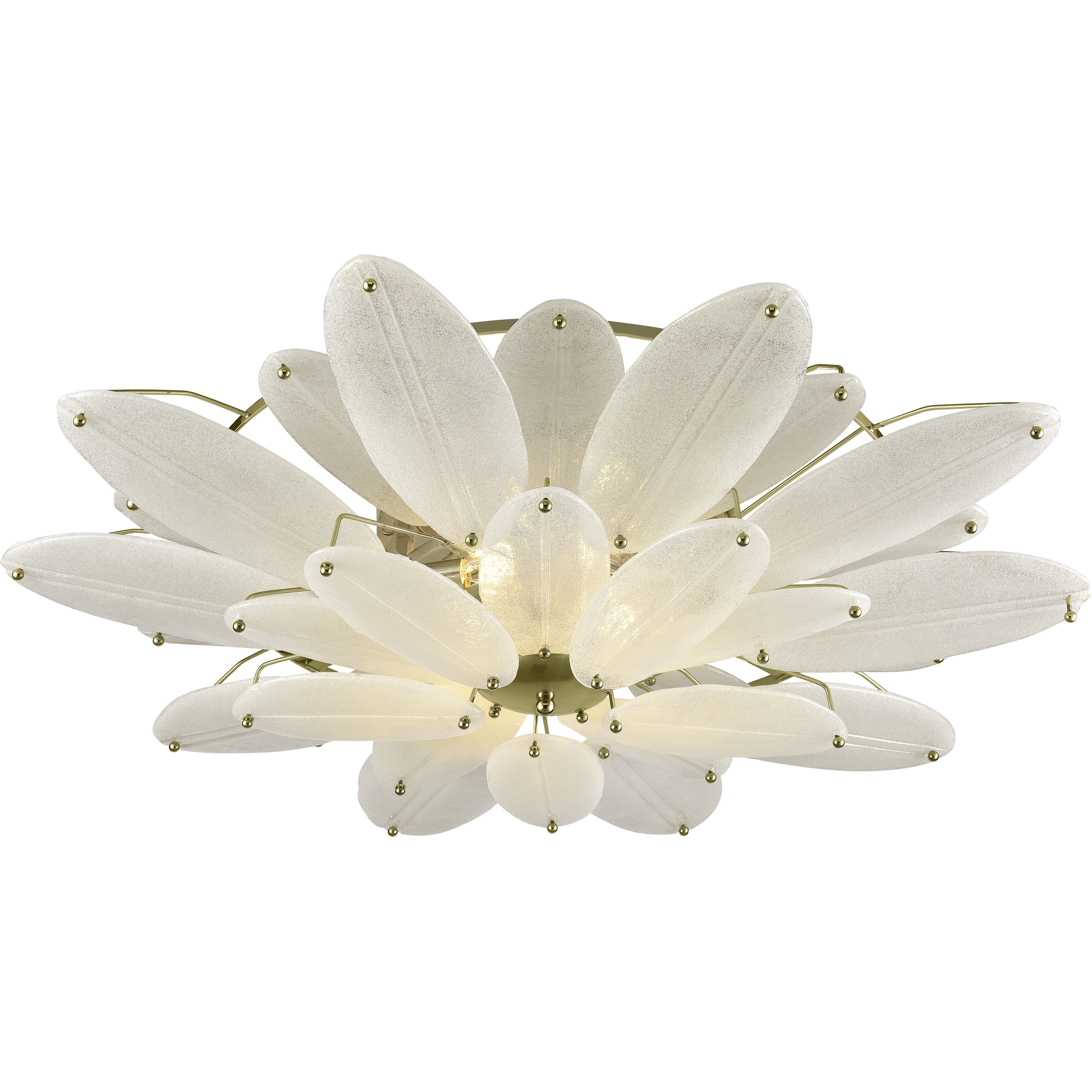 Hush 4 Light 35.25 inch Aged Brass Flush Mount Ceiling Light