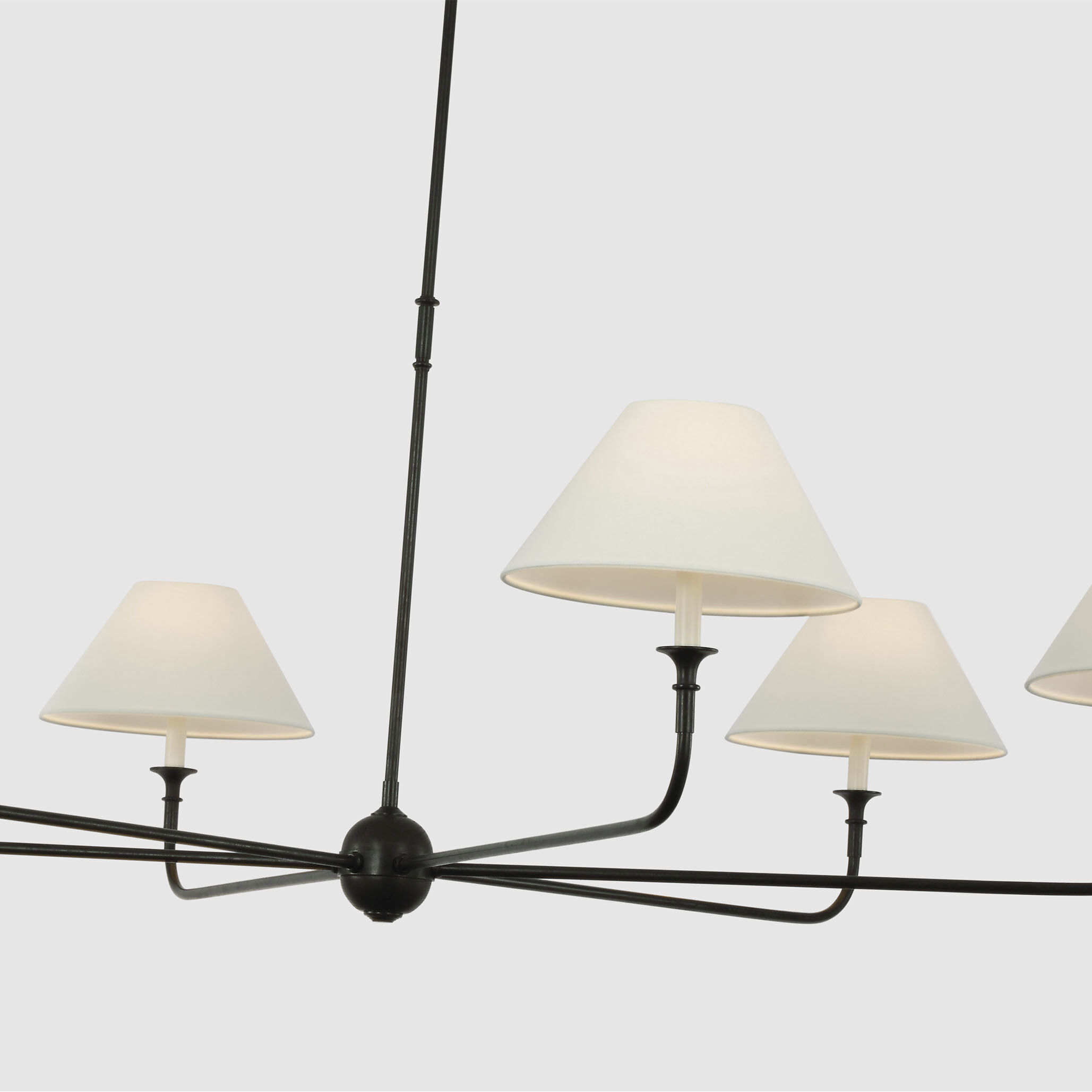 Thomas O'Brien Piaf LED 72 inch Aged Iron and Ebonized Oak Chandelier Ceiling Light, Oversized