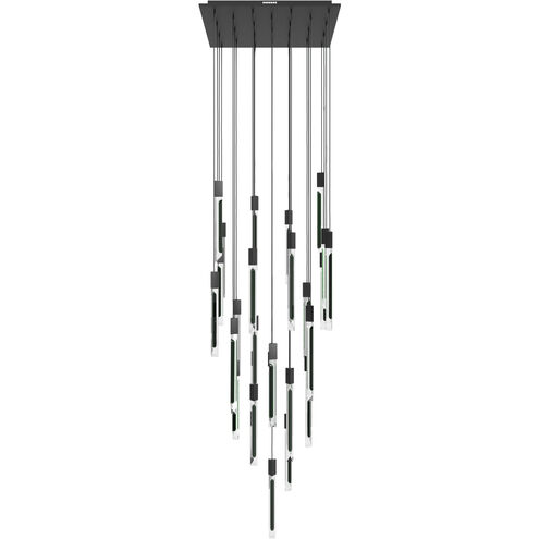 Alpine LED 36 inch Black Jade Glass Multi Port Pendant Ceiling Light