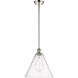 Ballston Cone LED 12 inch Polished Nickel Mini Pendant Ceiling Light in Seedy Glass