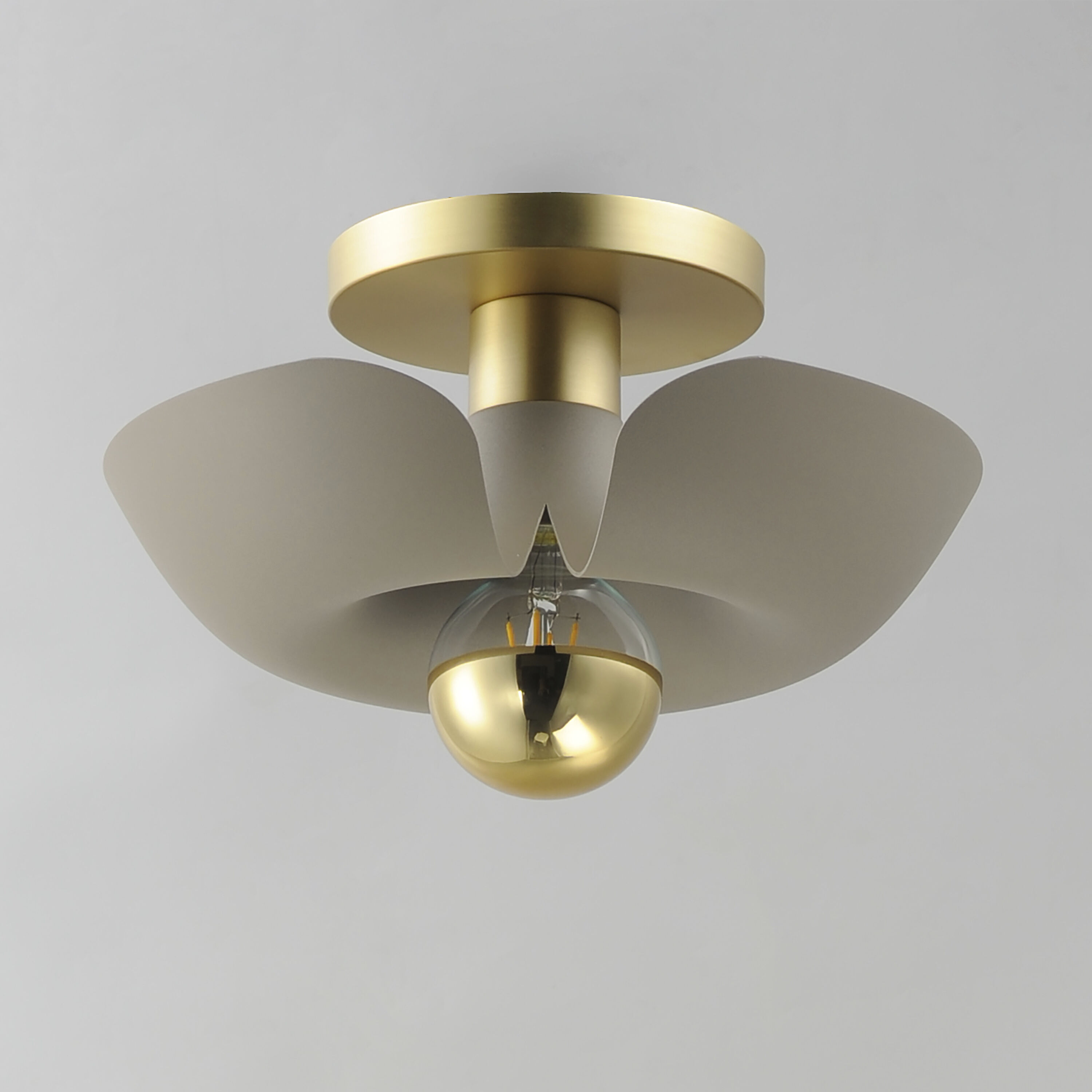 Poppy LED 11.75 inch Silver Gold with Satin Brass Flush Mount Ceiling Light in Silver Gold and Satin Brass