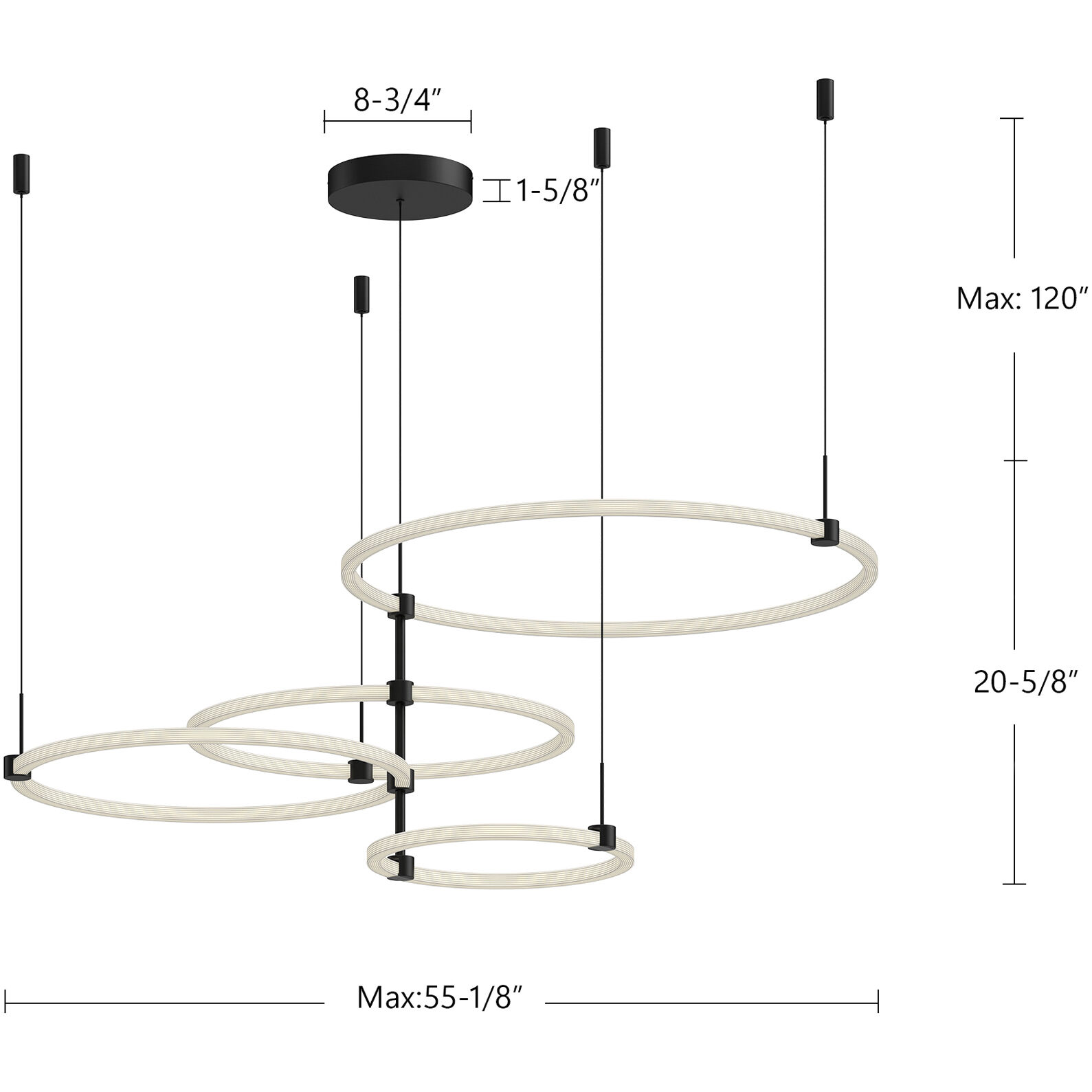 Bruni LED 31.5 inch Black Chandelier Ceiling Light