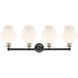 Cindyrella 4 Light 35 inch Black Antique Brass Bath Vanity Light Wall Light in Cased Matte White