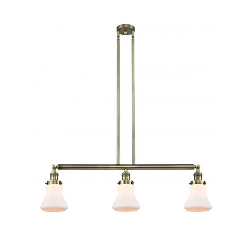 Franklin Restoration Bellmont 3 Light 39 inch Antique Brass Island Light Ceiling Light in Incandescent, Matte White Glass, Franklin Restoration