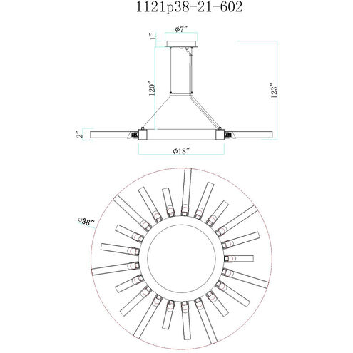Collar LED 38 inch Satin Gold Chandelier Ceiling Light