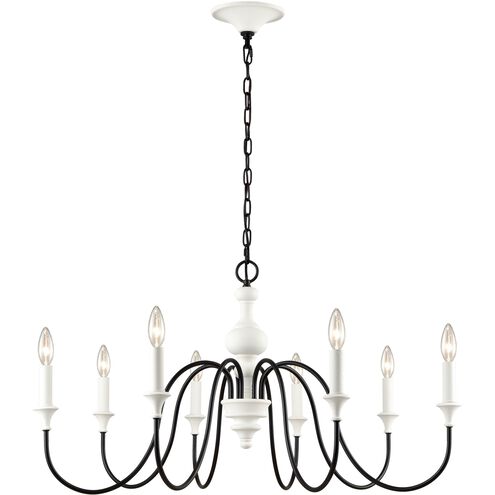 Val de Loire 8 Light 36 inch White Coral with Black Chandelier Ceiling Light