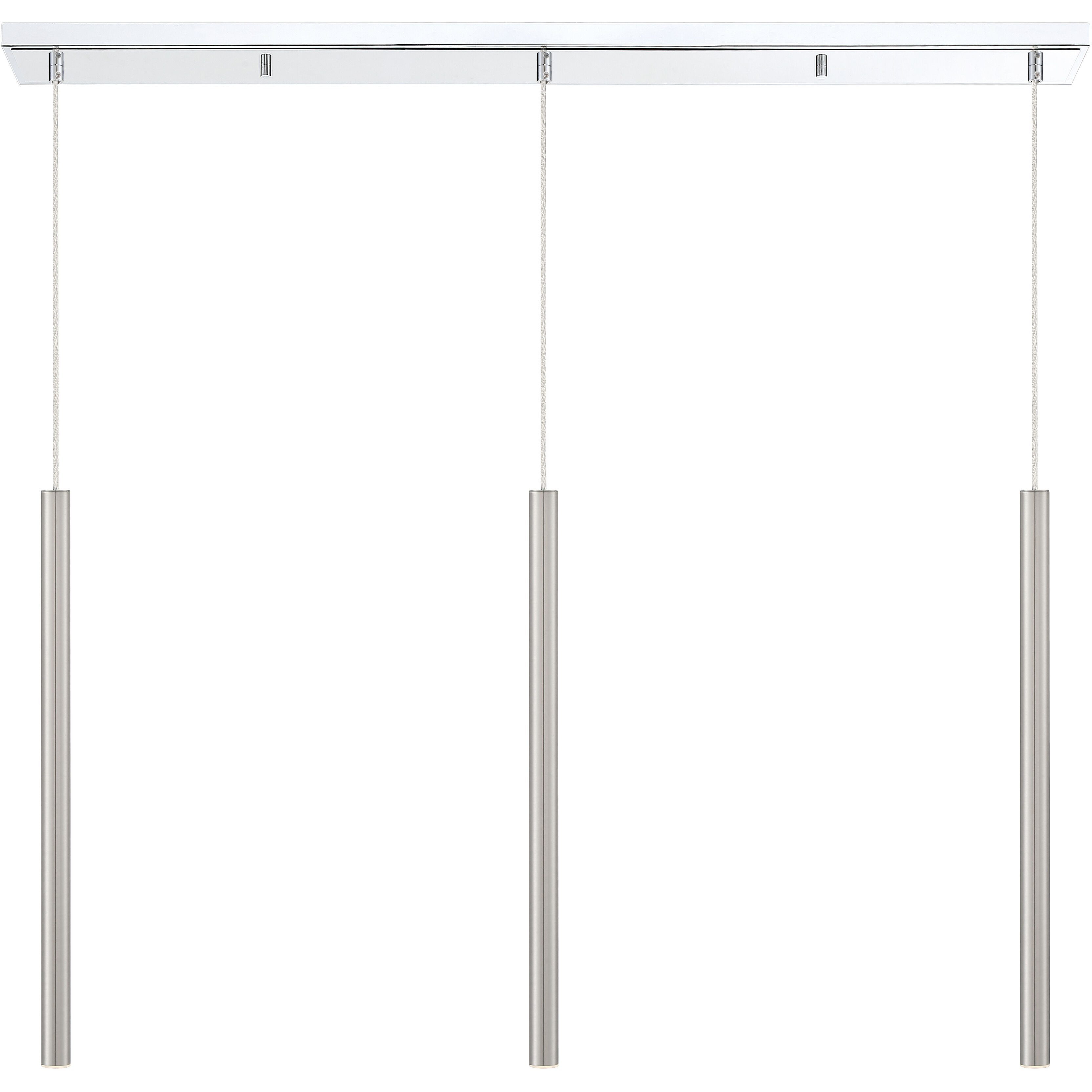 Forest LED 46 inch Chrome Linear Chandelier Ceiling Light in Brushed Nickel Steel, 3, 20