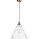 Ballston Cone 1 Light 16 inch Antique Copper Pendant Ceiling Light in Seedy Glass