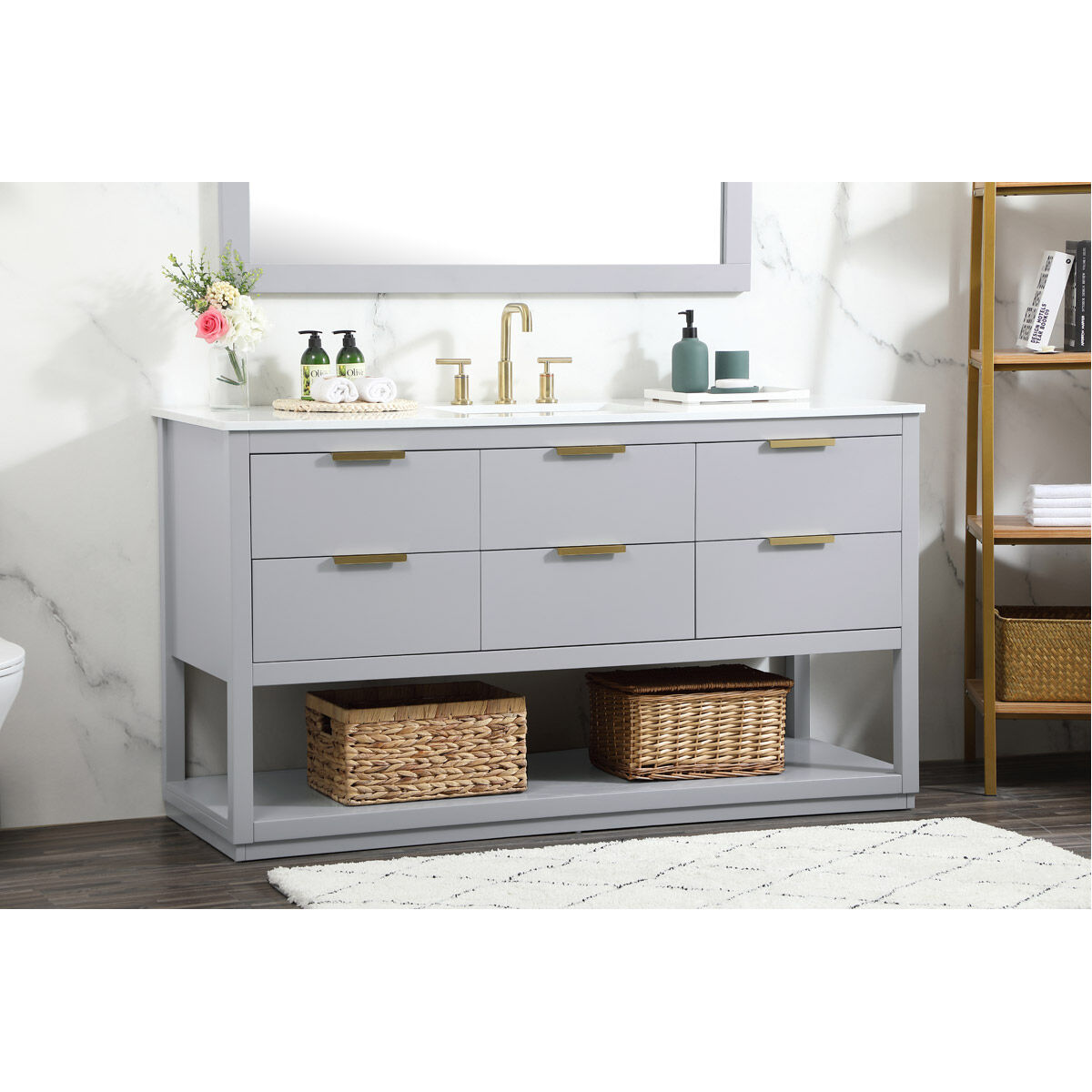 Larkin 60 X 22 X 34 inch Grey Vanity Sink Set