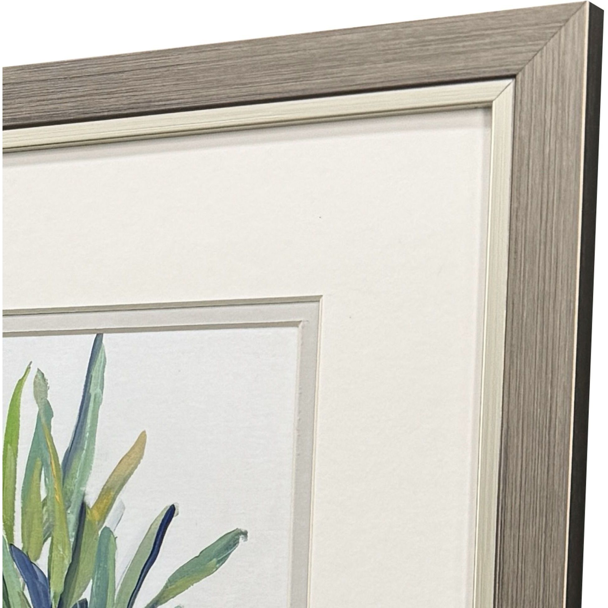 Tropical Leaves Square Green and Turquoise and Blue and Teal Framed Art, Propac