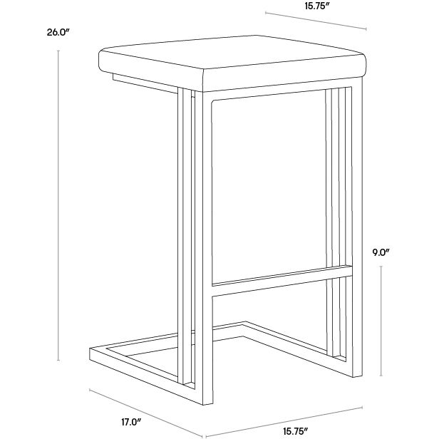Boone 26 inch Grey / Onyx Counter Stool, Set Of 2